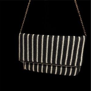 Crossbody Black and White Woven Bag